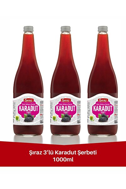 ŞİRAZ Doğal Karadut Şerbeti 1 Litre Cam Şişe 3'lü