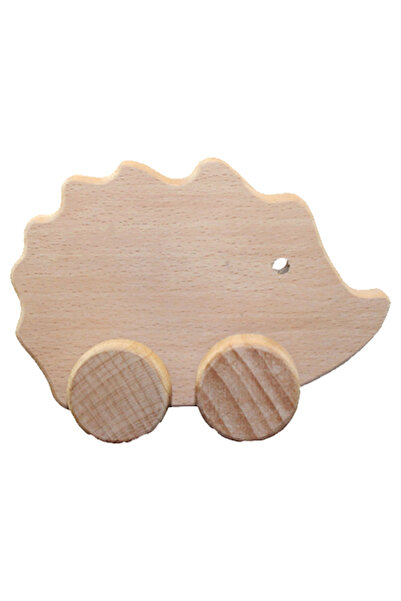 CWWTOYS Güleç Hedgehog Unpainted Wooden Animal Figure, Solid Beech, 18 Months+