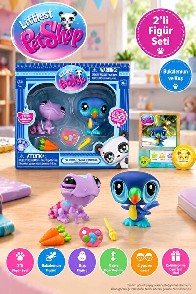 TOYFEST Littlest Pet Shop Minişler 2’li Figür Seti S1 - Bukalemun ve Kuş - 5 CM