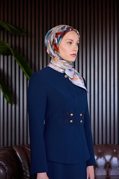 Aker Bej 90X90 İpek Krep Saten Eşarp
