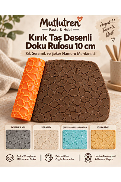 Genel Markalar Kırık Taş Desenli Doku Rulosu 10 cm – Kil, Seramik ve Şeker Ha...