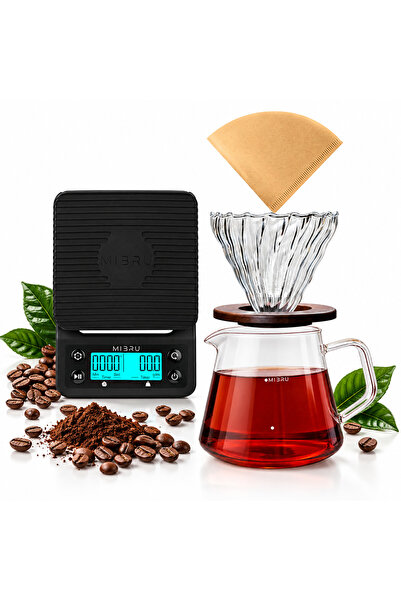 MIBRU V60 Coffee 4 Pcs Premium Pour Over Manual Coffee Maker With Scale&funne...