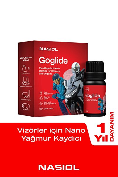 Nasiol Goglide Kask ve Gözlük Nano Yüzey Koruyucu-Su İtici-Nano Yağmur Kaydır...