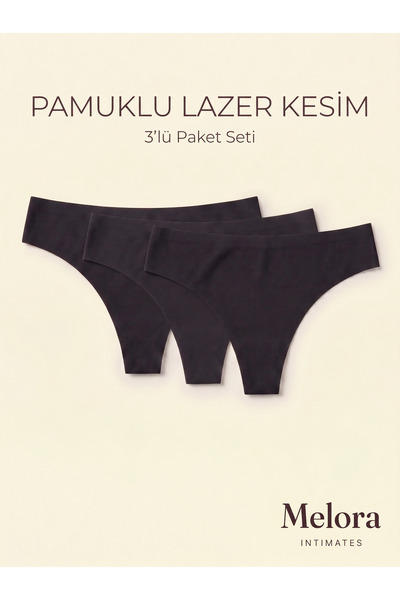 Pamuklu Lazer Kesim Brazilian 3'lü Kadın Külot