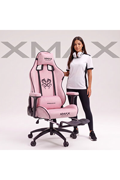 XMAX / Rio Balerion Terletmez Kadife Kumaş Pembe Gaming Oyuncu Koltuğu / 120 ...
