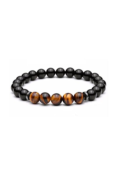 Alnis Atelier Tiger Eye And Onyx Natural Stone Men's Bracelet