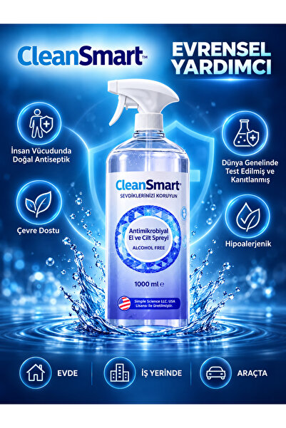 cleansmart El Ve Cilt Dezenfektan Spreyi Yara Bakım ANTİBİKROBİAL 1000 Ml (1 ...