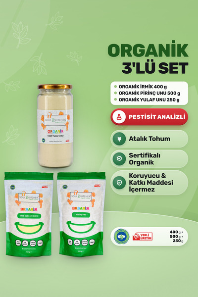 Soul Kitchen Organik Ürünler Organik İrmik 400 g, Pirinç Unu 500 g, Tam Yulaf...
