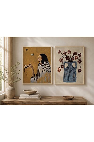 Boho wellness studio Quiet Reflections Çerçeveli MDF Dekoratif Tablo Seti – P...