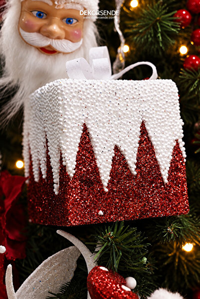 Dekorsende Christmas Ornament Zigzag Gift Box Red 12 cm