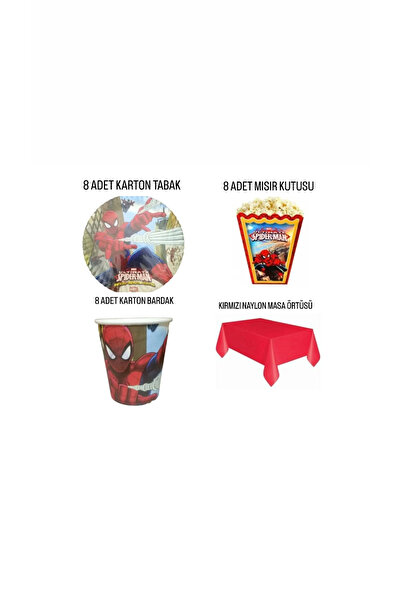 SPIDERMAN Spiderman Spiderman Plate Cup Corn Box Tablecloth Set for 8 People