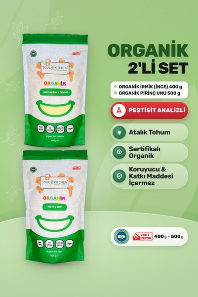 Soul Kitchen Organik Ürünler Organik İrmik 400 g, Pirinç Unu 500 g İkili Ek G...