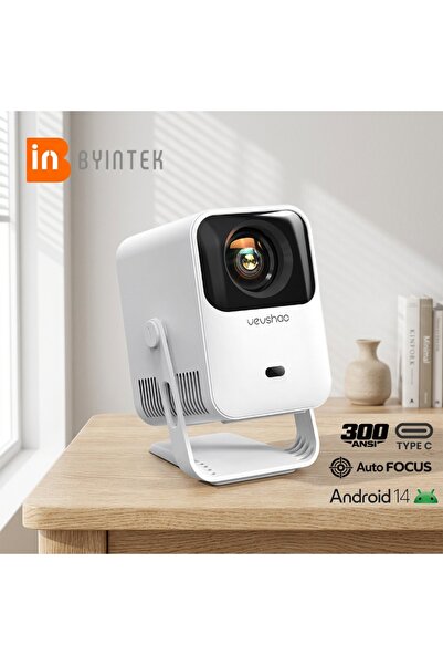 BYINTEK Vevshao A15 Full HD Destekli Mini Projeksiyon Cihazı, Android 14, Aut...