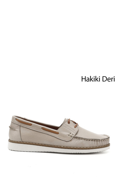 GÖNDERİ(R) Women's Beige Lace-Up Genuine Leather Comfort Shoes