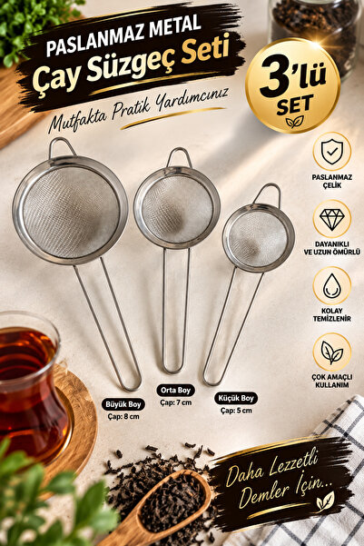 VENON Set of 3 ♥️   Metal Strainer Set Practical and Durable Kitchen Accessor...