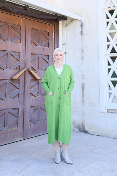 NİSUM MODA Long Buttoned Knitwear Cardigan