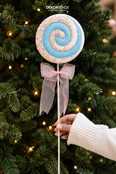 Dekorsende Christmas Ornament Glittery Lollipop Ornament Water Green 40 cm