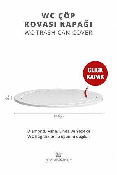 Okyanus Home Beyaz Yuvarlak Yedek Çöp Kovası Kapağı