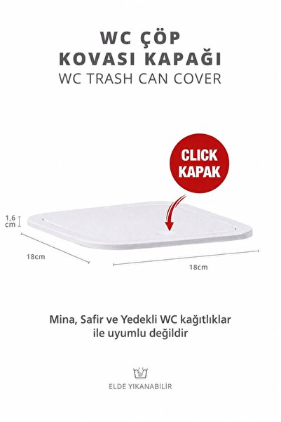Okyanus Home Beyaz Kare Yedek Çöp Kovası Kapağı