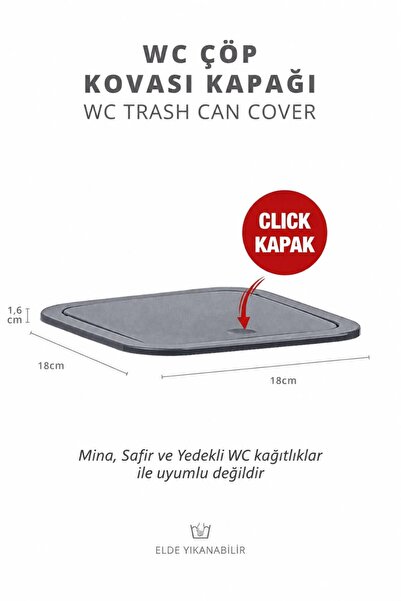 Okyanus Home Antrasit Kare Yedek Çöp Kovası Kapağı