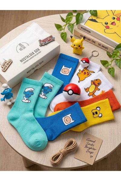 çorapdunyam Pack of 6 Cute Cheerful College Tennis Socks