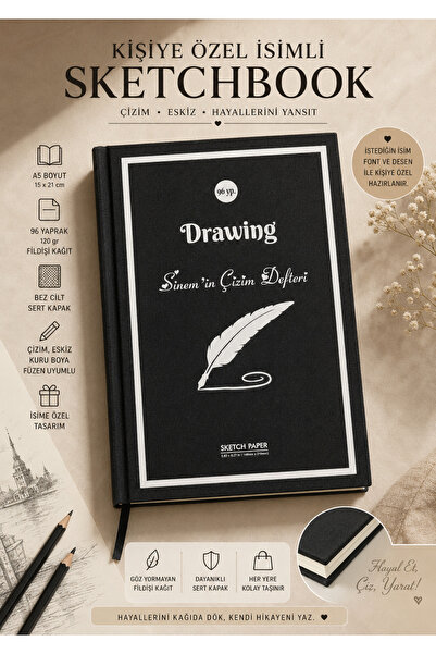 Koala Eskiz Defteri, Çizim Defteri Sketchbook, , Kişiye Özel Ciltli A/5 (15,5...