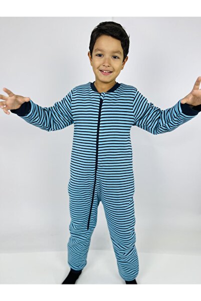 KEY KIDS حقيبة نوم للأطفال ذات أرجل قطنية مخططة أفقية باللون الفيروزي مقاس 2....