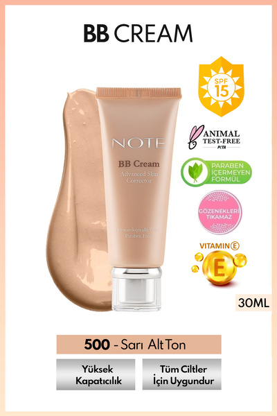 NOTE كريم بي بي مرطب بعامل حماية من الشمس SPF 15 - تغطية مكثفة، 500 ضوء متوسط