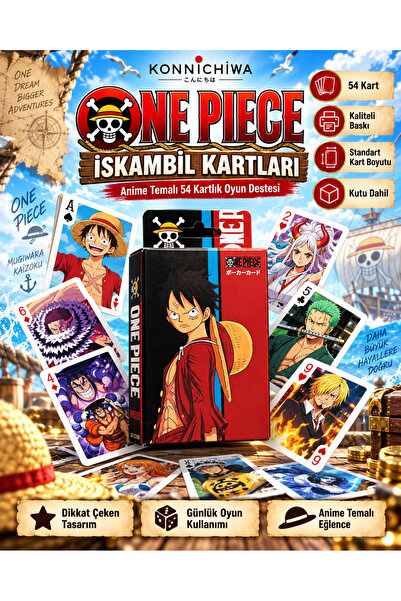 FG KONNİCHİWA ONE PIECE LUFFY Iskambil Kağıdı Yüksek baskı kalitesinde koleks...