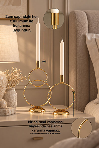 mba decor metal bending art Ikili Gold Şamdan Mumluk Dekoratif Dekorasyon Paslanmaz Kaplama Dolu Demir 28 Cm Kardan Adam