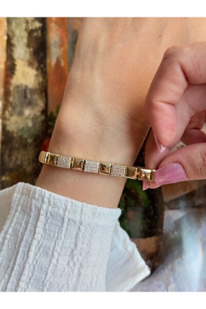 btogether. Gold Kare Taşlı Şerit Bileklik
