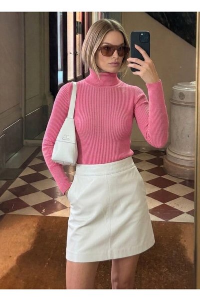onno style women Fiber-Filled Fishman's Collar Basic Sweater