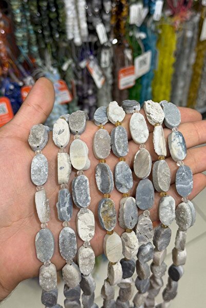 Uçar Doğaltaş Druze Akik Taşı Oval Kesim Mat 22x11mm Doğal Taş Dizi