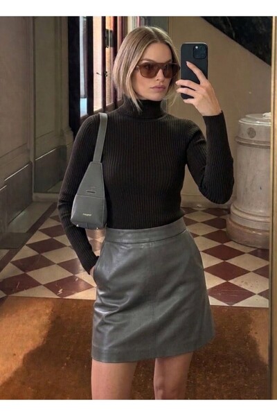 onno style women Fiber-Filled Fishman's Collar Basic Sweater