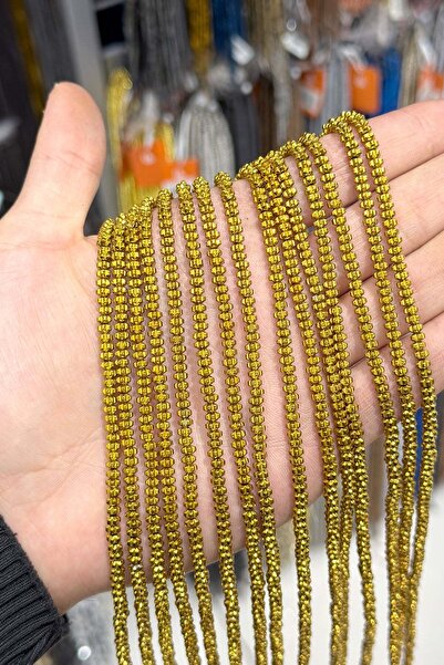 Uçar Doğaltaş Hematit Taşı Rondela Kesim Parlak Gold 2x4mm Doğal Taş Dizi
