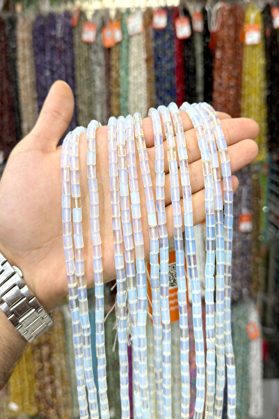 Uçar Doğaltaş Opal Taşı Silindir Kesim Parlak 5x8mm Doğal Taş Dizi [AA]