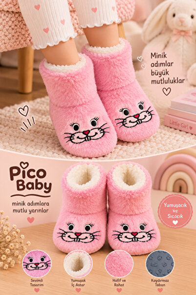 Pico Baby Bebek & Çocuk Kaydırmaz Tabanlı Ev Botu / Panduf / Kışlık Peluş Bot...