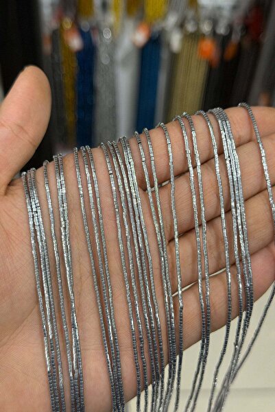 Uçar Doğaltaş Hematit Taşı Rondela Kesim Parlak Gümüş 1x1mm Doğal Taş Dizi