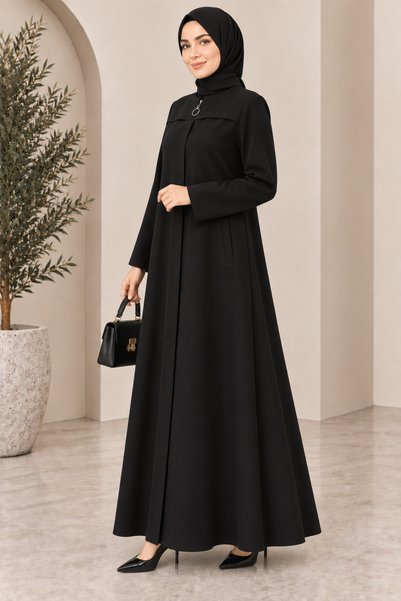 MODAASİ Plus Size Honeycomb Fabric Ferace Daily Stylish Loose Cut Islamic Clothing Ferace