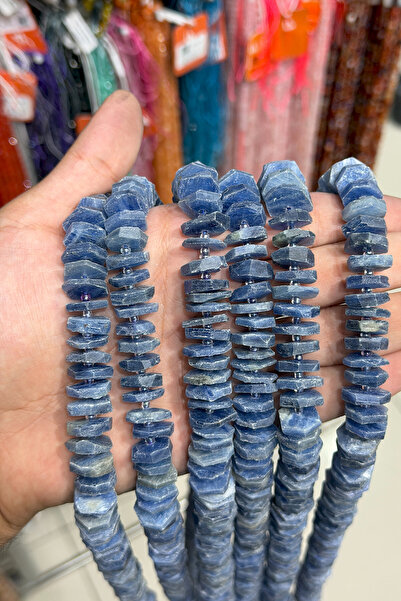 Uçar Doğaltaş Kyanit Taşı Rondela Kesim 14x4mm Doğal Taş Dizi