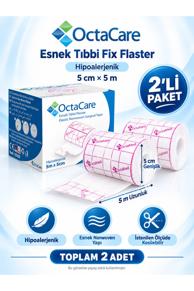 Octacare Esnek Tıbbi (hipoalerjenik) Fix Flaster 5cm*5m - (2 Adet)