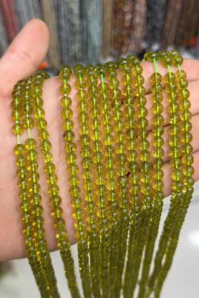 Uçar Doğaltaş Peridot Taşı Küre Kesim Parlak 6mm Doğal Taş Dizi