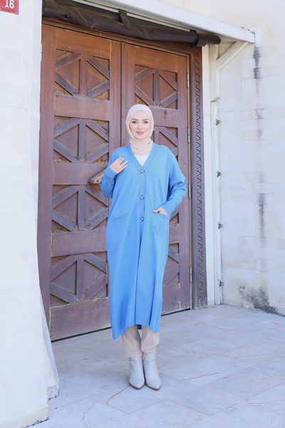 NİSUM MODA Nisum Long Cardigan with Pocket Detail