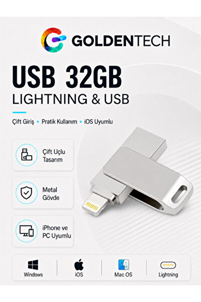 Golden Tech 32 GB OTG Flash Bellek Iphone - Pc Uyumlu Otg Flash Usb Data Bellek
