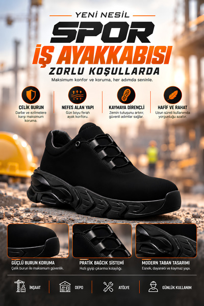 EUROSANTEX Kaynakçı Yeni Nesil Endüstriyel Çivi Geçirmez İş Ayakkabısı – CE B...