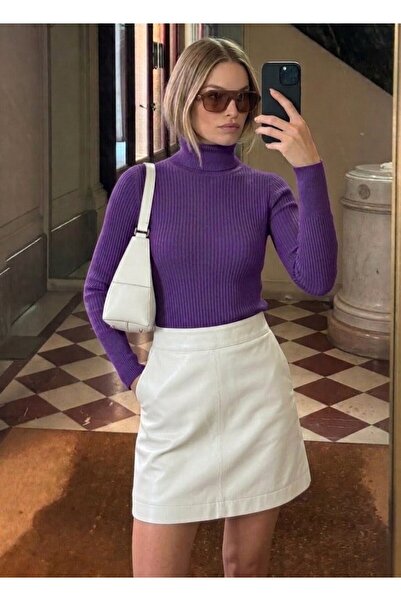 onno style women FİTİLLİ BALIKCI YAKA BASİC KAZAK