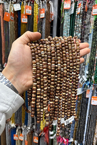 Uçar Doğaltaş Tibet Akik Taşı Küre Kesim Mat Kahverengi 8mm Doğal Taş Dizi [AA]