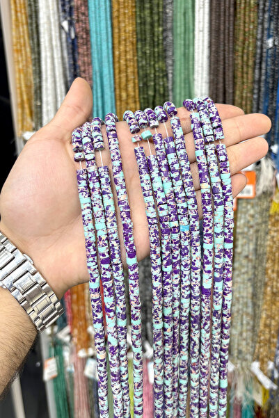 Uçar Doğaltaş Varisit Taşı Dore Kesim Parlak Mor 6x3mm Doğal Taş Dizi [AA]