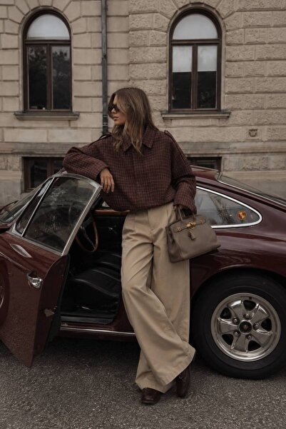 La Sarta Denia Burgundy Plaid Bomber Jacket