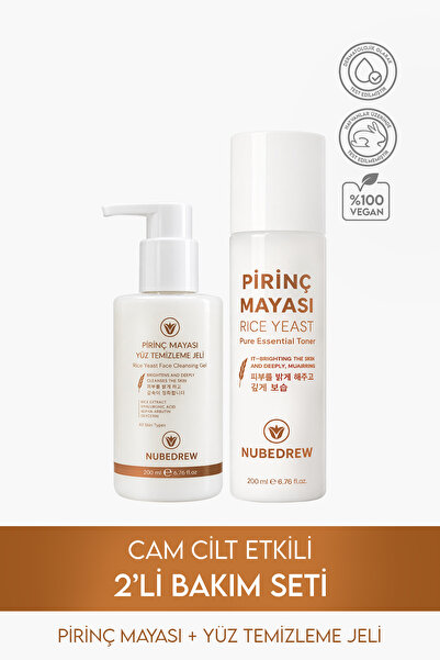 NUBEDREW Pirinç Mayası Tonik + Yüz Temizleme Jeli 2’li Set 200 ml Leke Karşıt...